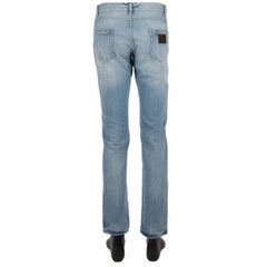 Dolce & Gabbana - Distressed Jeans with Logo Plate Light Blue 56