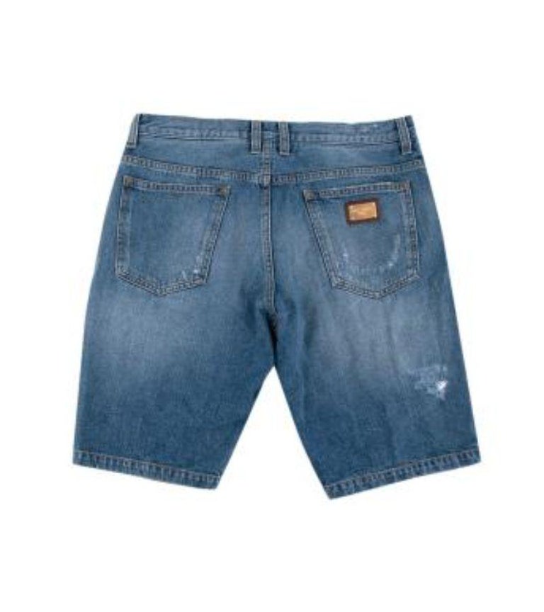 Dolce & Gabbana Blue Tattered Denim Cotton Hot Pants Shorts main image 1