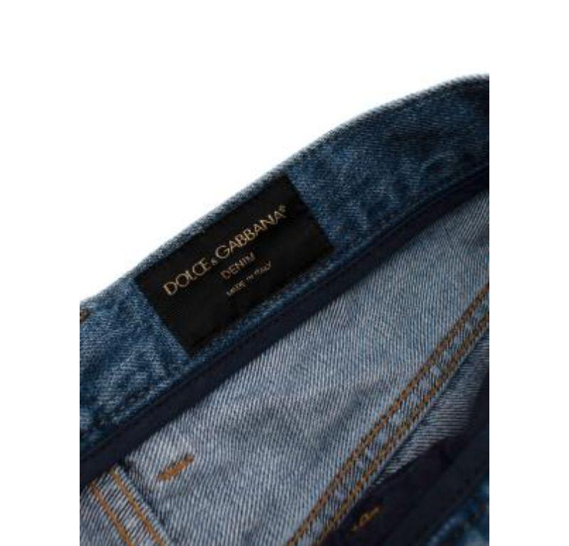 Women's Dolce & Gabbana Distressed Mid Blue Denim Shorts For Sale