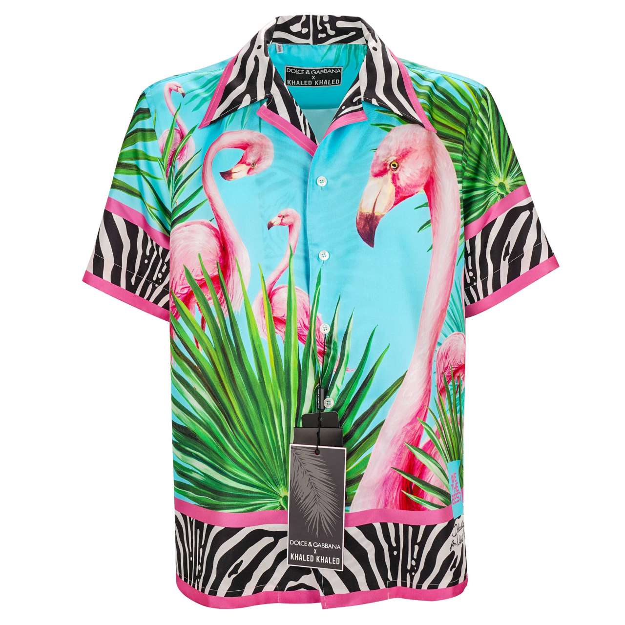 Dolce & Gabbana - DJ Khaled Silk Flamingo Zebra Shirt with Sunglasses and CD 37 For Sale