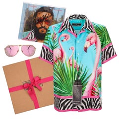 Dolce & Gabbana - DJ Khaled Silk Flamingo Zebra Shirt with Sunglasses and CD 43
