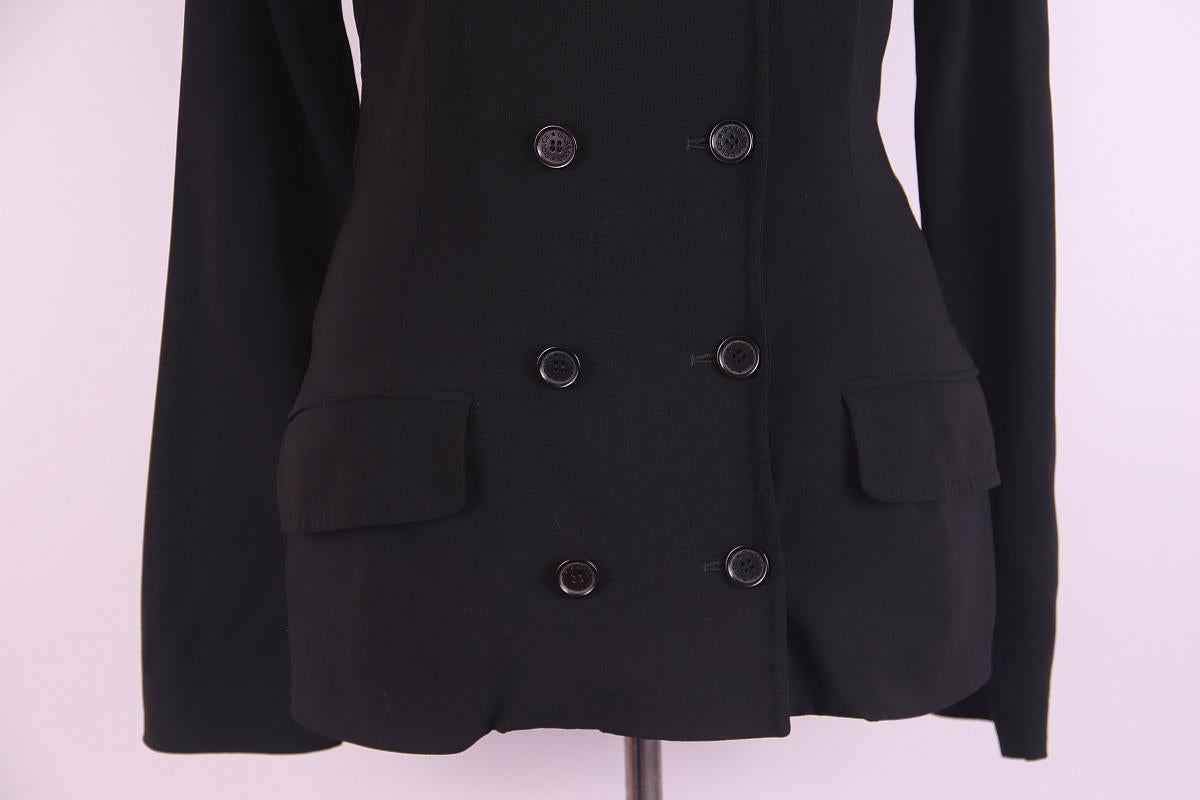 Dolce & Gabbana Blazer doppio petto in lana vergine nera taglia 40 in vendita 7