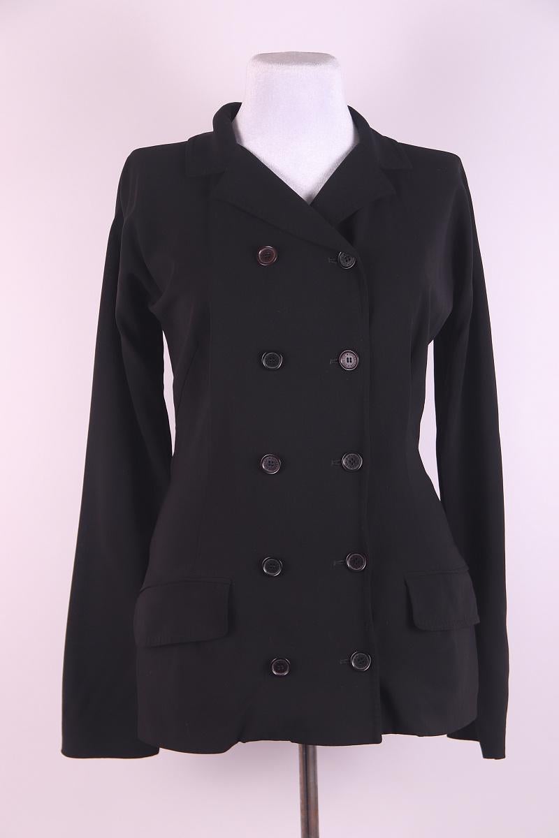 Dolce & Gabbana Blazer doppio petto in lana vergine nera taglia 40 in vendita 9