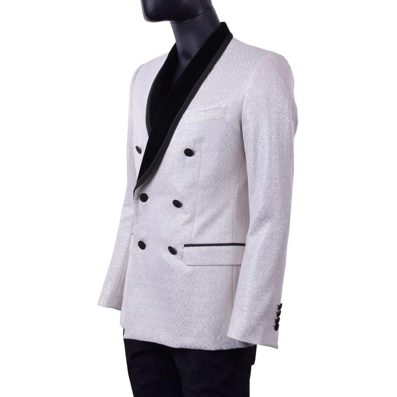 Dolce & Gabbana - Double-Breasted Brocade Blazer White 44 For Sale 1