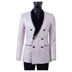 Dolce & Gabbana - Zweireihiger Blazer aus Brokat in Weiß 44