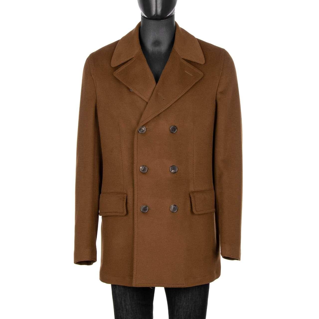 Dolce & Gabbana - Double-Breasted Cashmere Coat Camel Brown 58 In Excellent Condition For Sale In Erkrath, DE