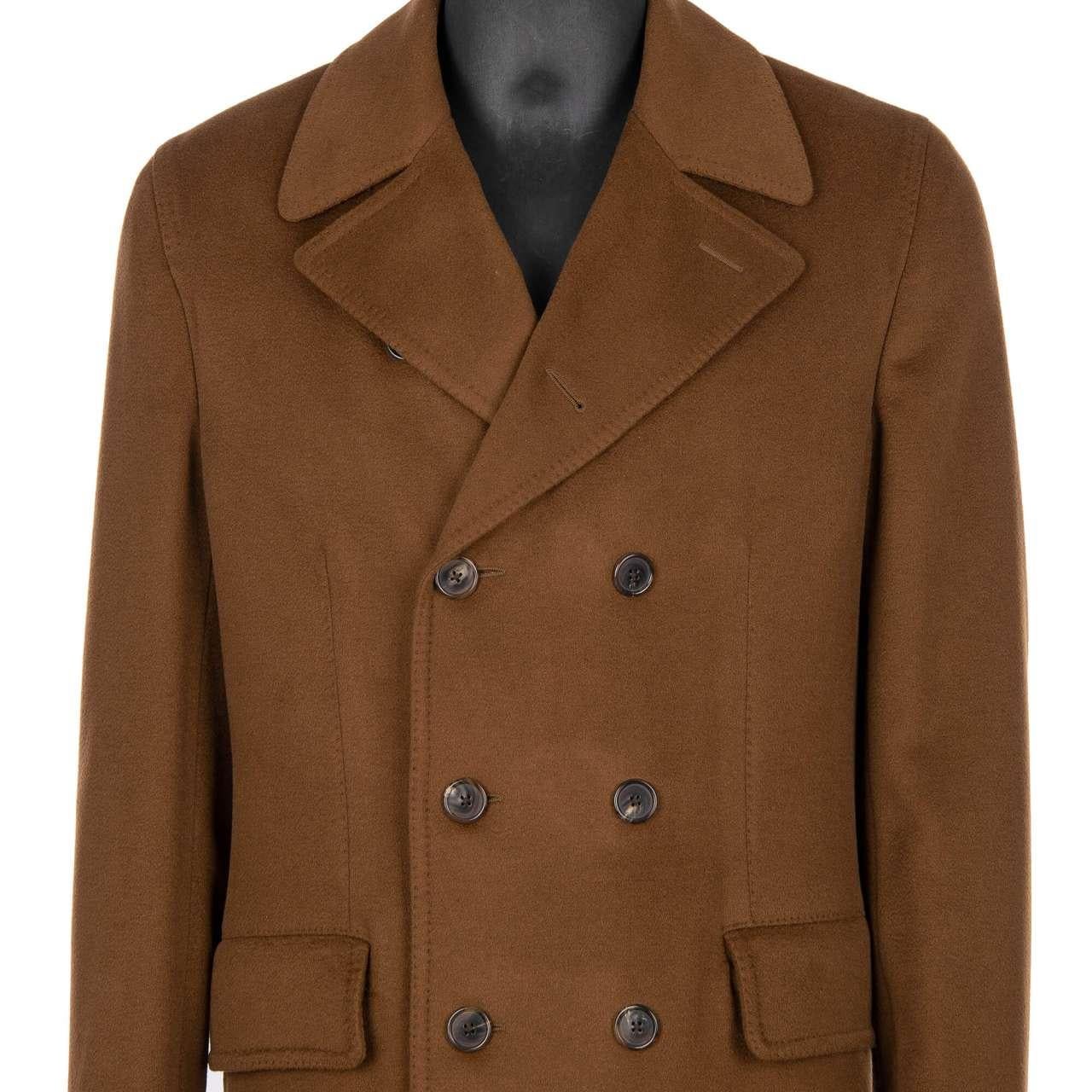 Dolce & Gabbana - Double-Breasted Cashmere Coat Camel Brown 58 For Sale 2