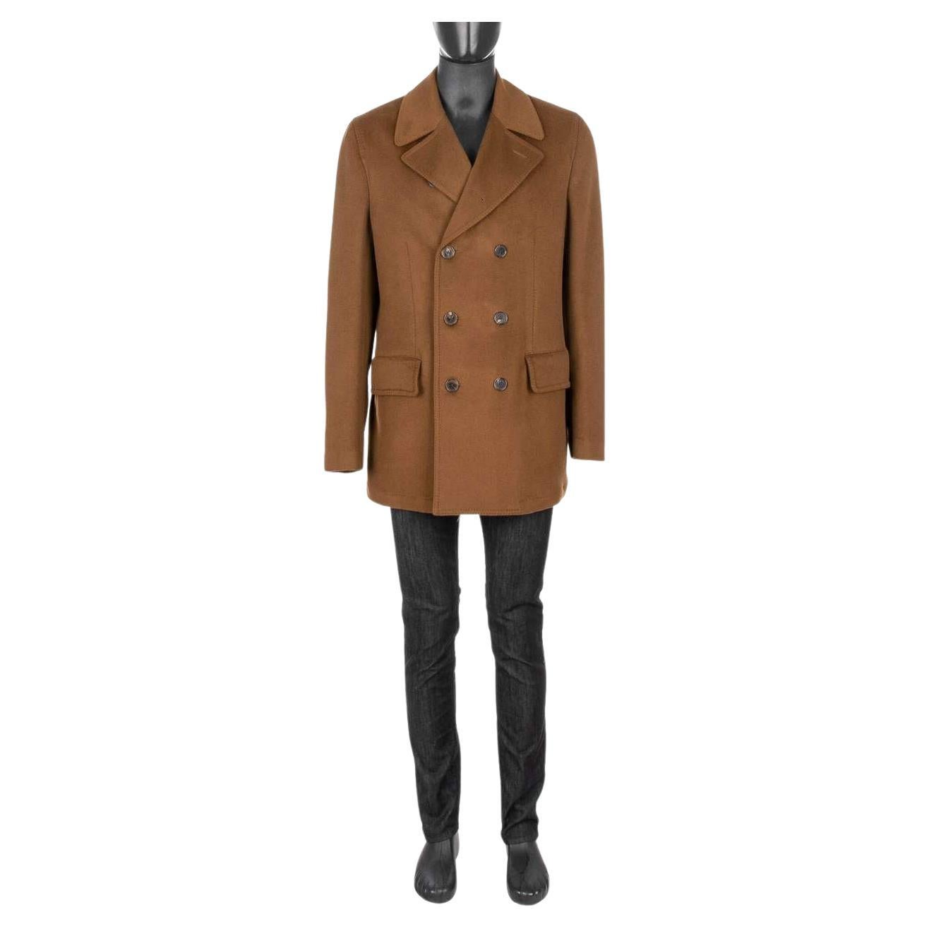 Dolce & Gabbana - Double-Breasted Cashmere Coat Camel Brown 58 For Sale