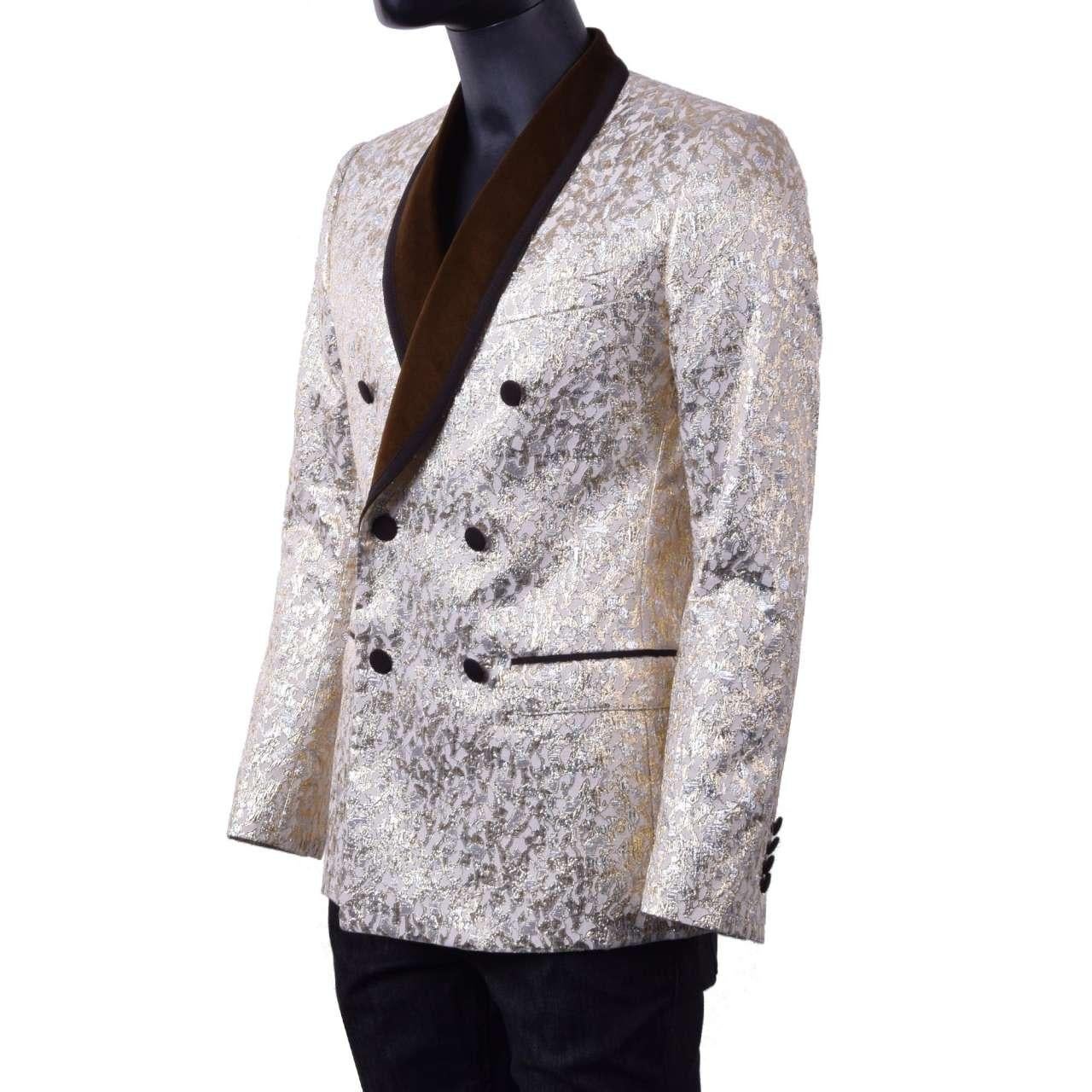 Dolce & Gabbana - Double-Breasted Jacquard Blazer Beige 48 For Sale 1