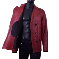 Dolce & Gabbana - Double-Breasted Leather Coat Red