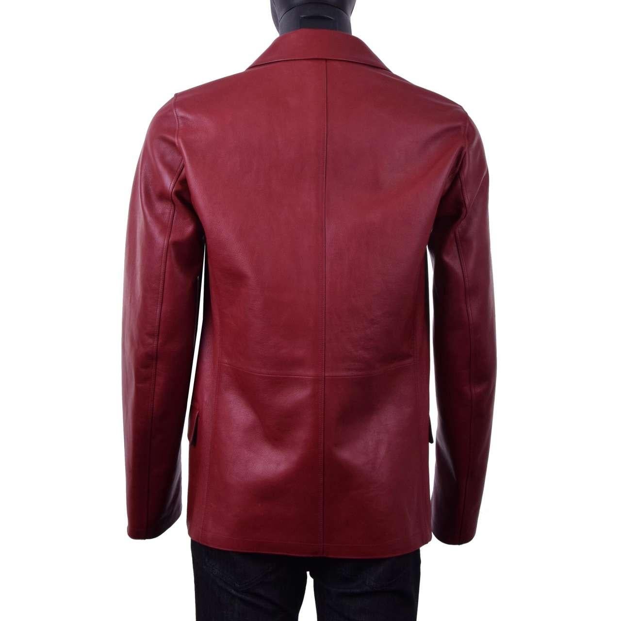 Dolce & Gabbana - Double-Breasted Leather Coat Red For Sale 1