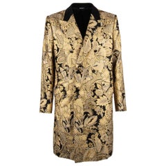 Dolce & Gabbana Double-Breasted Lurex Jacquard Coat Tuxedo SICILIA Gold Black 50