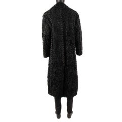 Dolce & Gabbana - Double-Breasted Oversize Lamb Fur Leather Coat Black 50