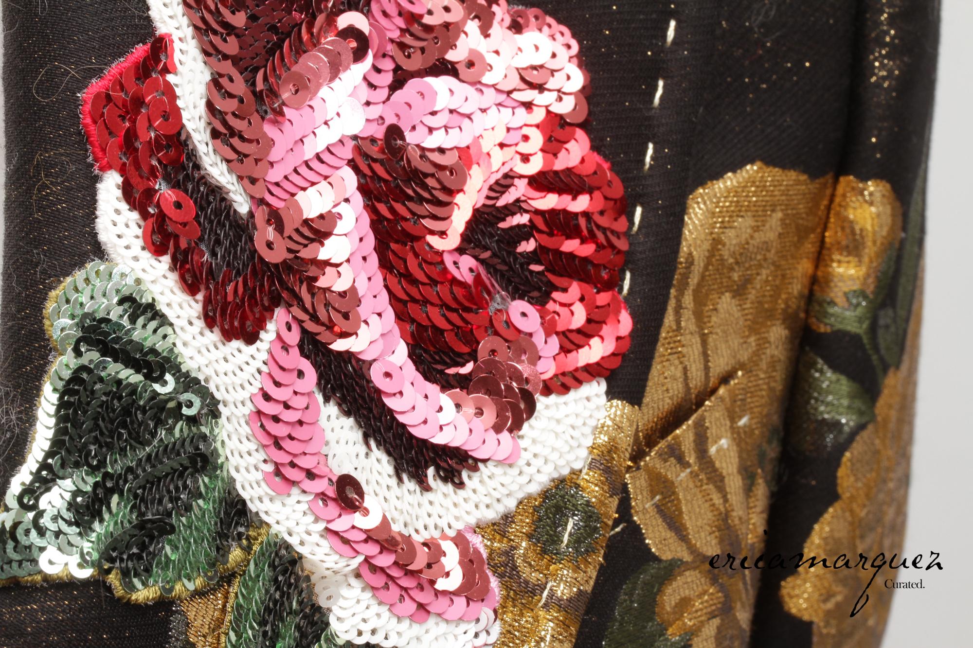 DOLCE & Gabbana, Veste en jacquard lamé métallique à fleurs Turlington à double boutonnage en vente 5