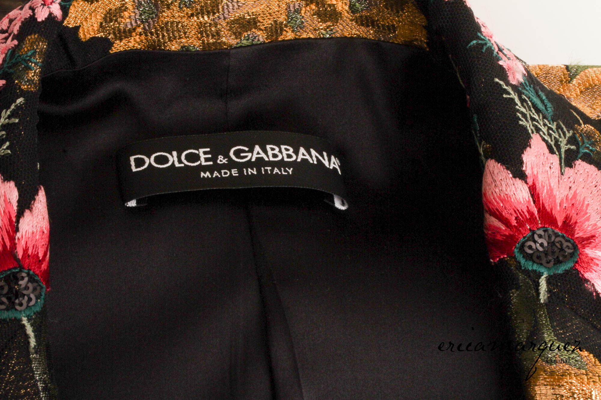 DOLCE & Gabbana, Veste en jacquard lamé métallique à fleurs Turlington à double boutonnage en vente 13