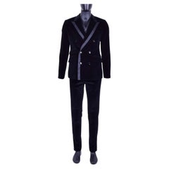 Dolce & Gabbana - Double Breasted Velvet Suit Black 44
