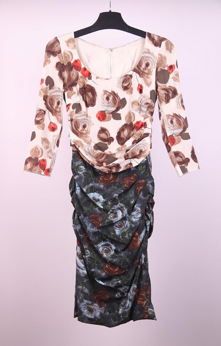 Dolce & Gabbana Drape silk Dress Floral Pattern In Good Condition For Sale In Алматинский Почтамт, KZ