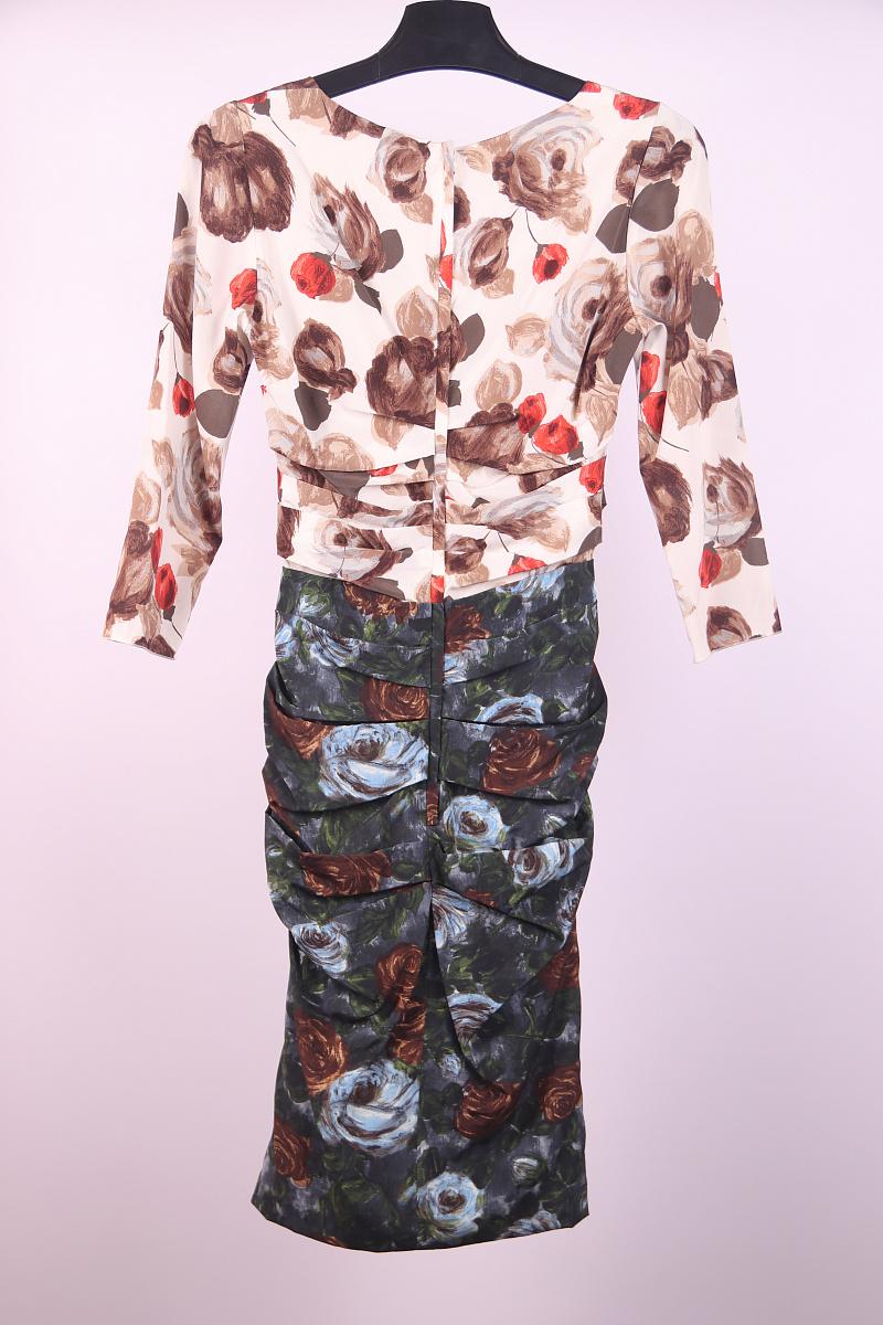 Dolce & Gabbana Drape silk Dress Floral Pattern For Sale 3