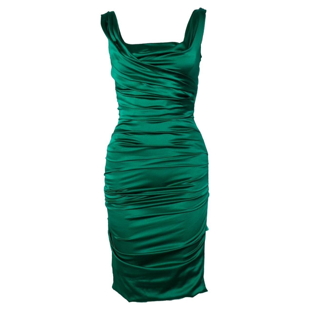 Dolce & Gabbana, Drapiertes Kleid in Grün im Angebot