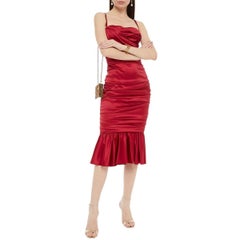 Dolce & Gabbana Draped Ruched Silk Satin Sheath Dress