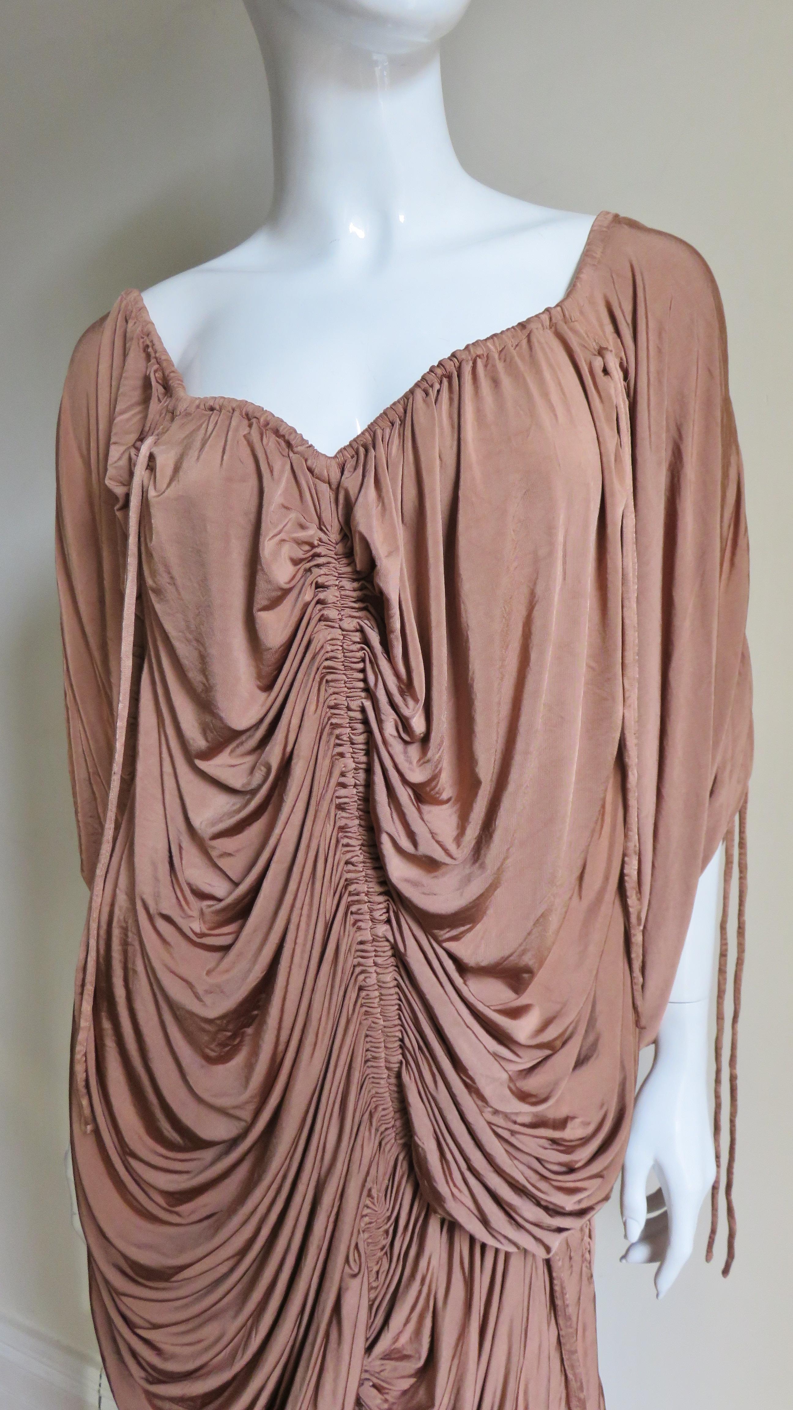 Brown Dolce & Gabbana Drawstring Drape Dress