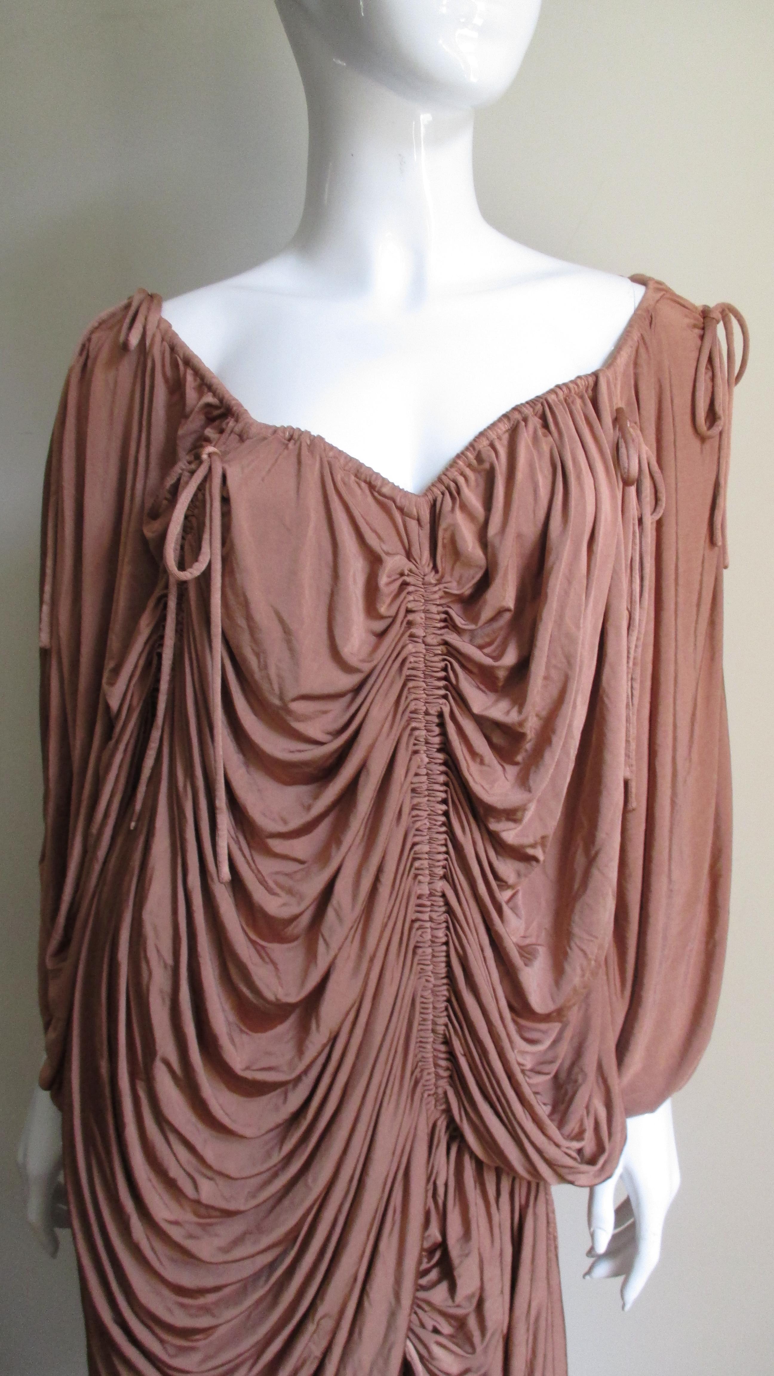 Dolce & Gabbana Drawstring Drape Dress In Good Condition In Water Mill, NY