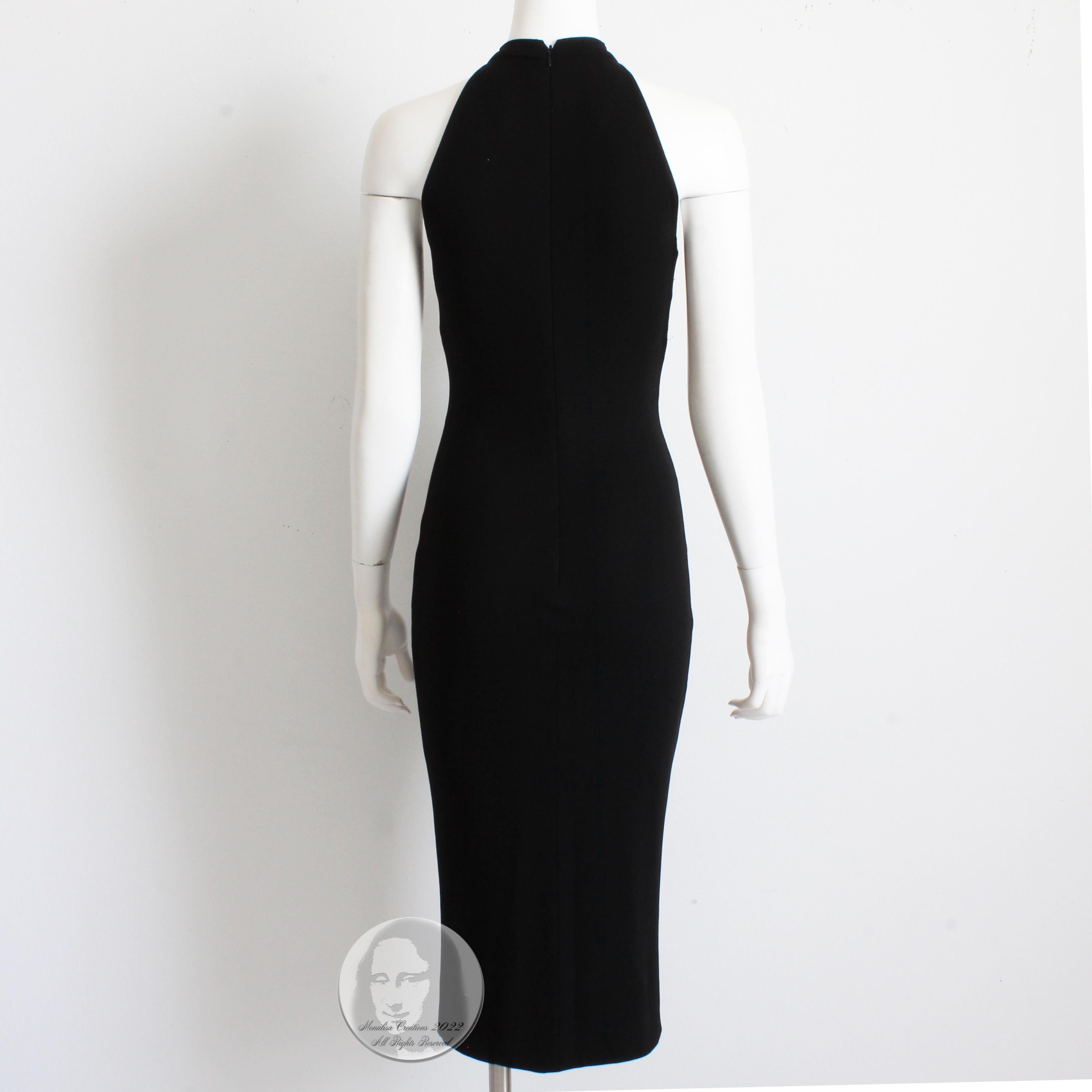 Dolce & Gabbana Dress Black Jersey Buckle Collar Keyhole Chest Wiggle Bodycon  1
