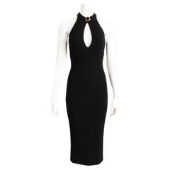 Dolce & Gabbana Dress Black Jersey Buckle Collar Keyhole Chest Wiggle Bodycon 