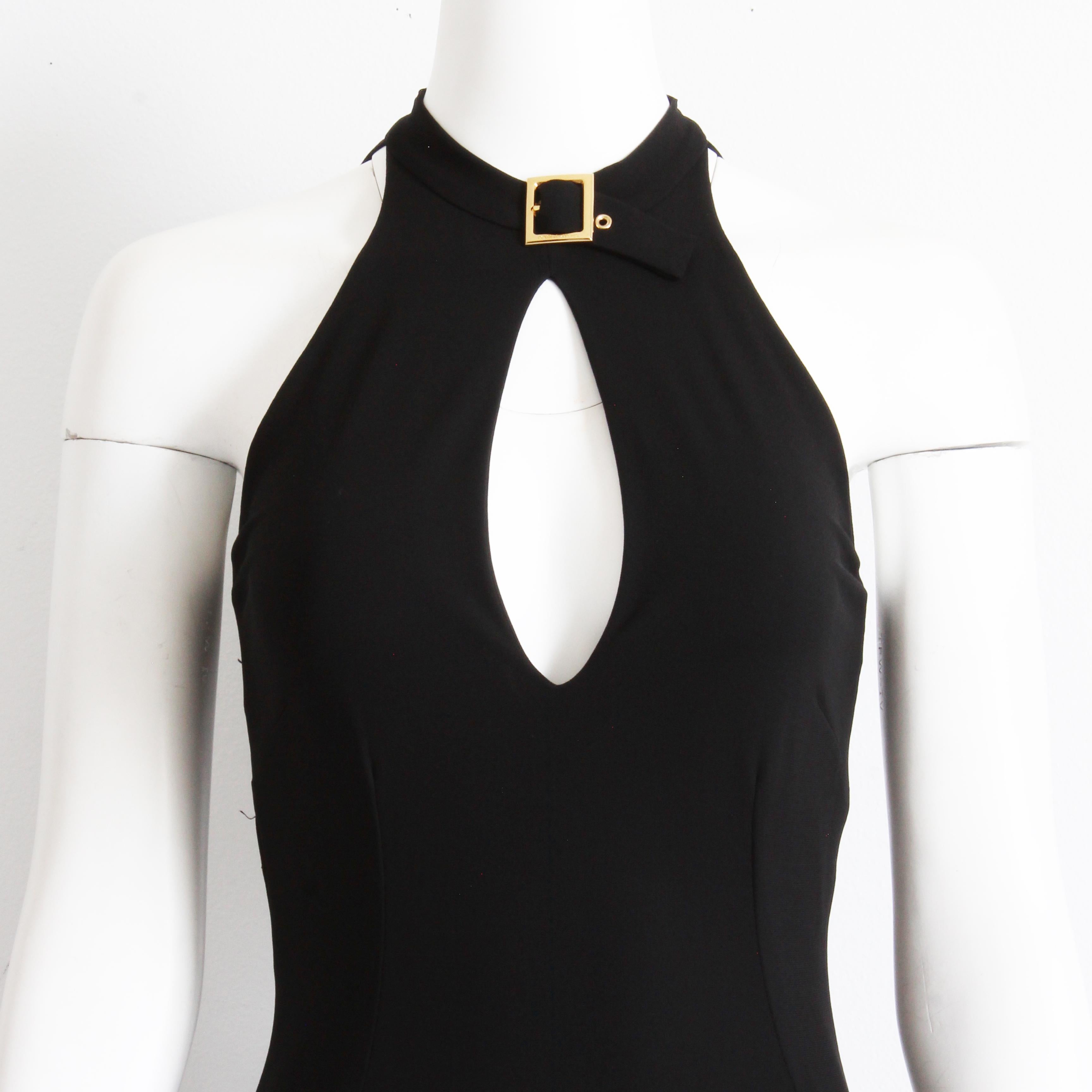 Dolce & Gabbana Dress Buckle Collar Keyhole Chest Black Jersey Wiggle Bodycon  For Sale 1