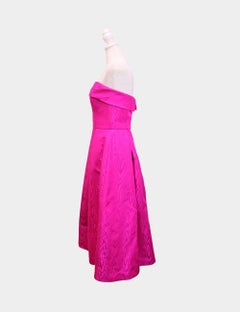 Amsale Dress Strapless Fit-and-Flare Fuchsia Midi Dress - EU 36
