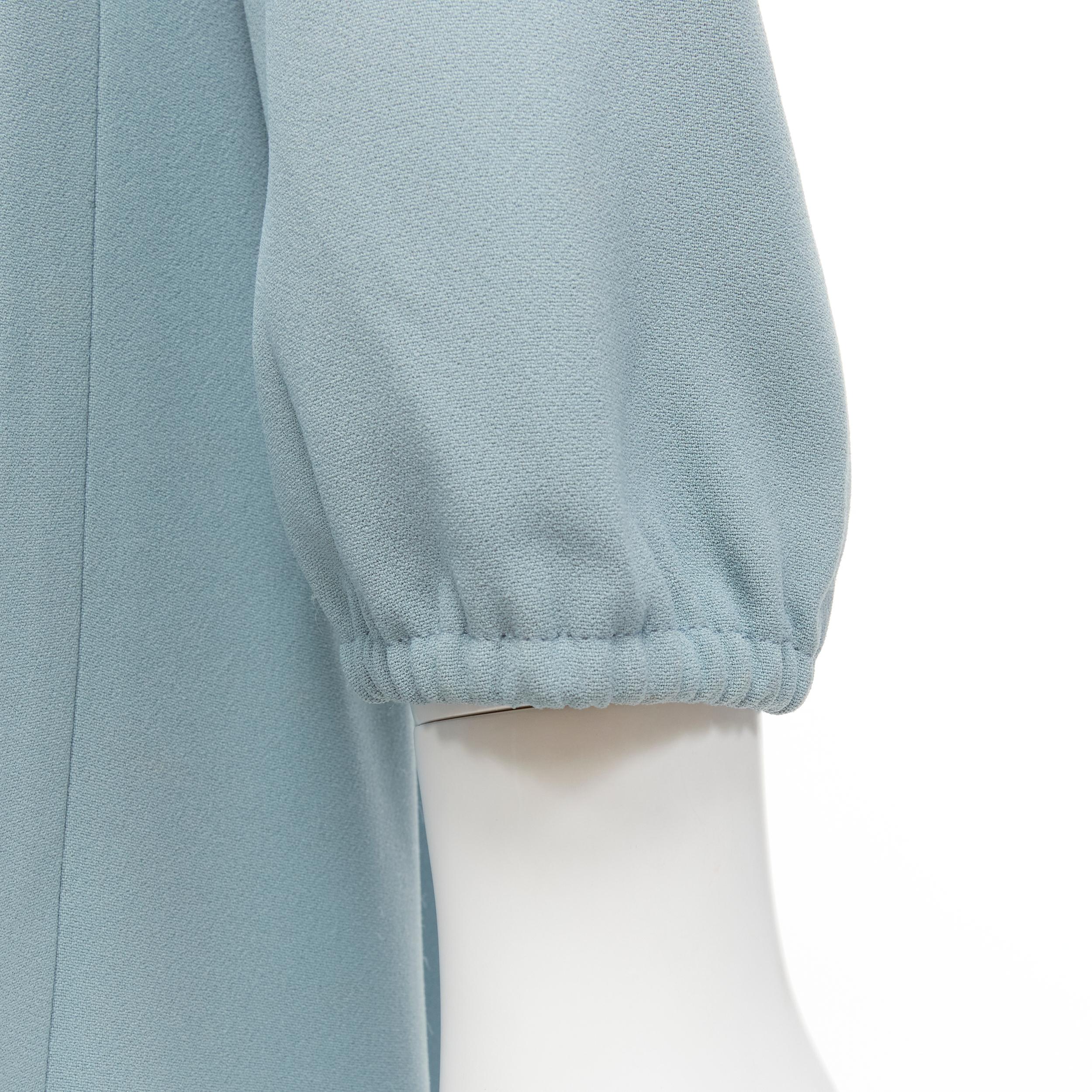 DOLCE GABBANA dusty blue silk crepe crystal embellished dress IT36 XS For Sale 2