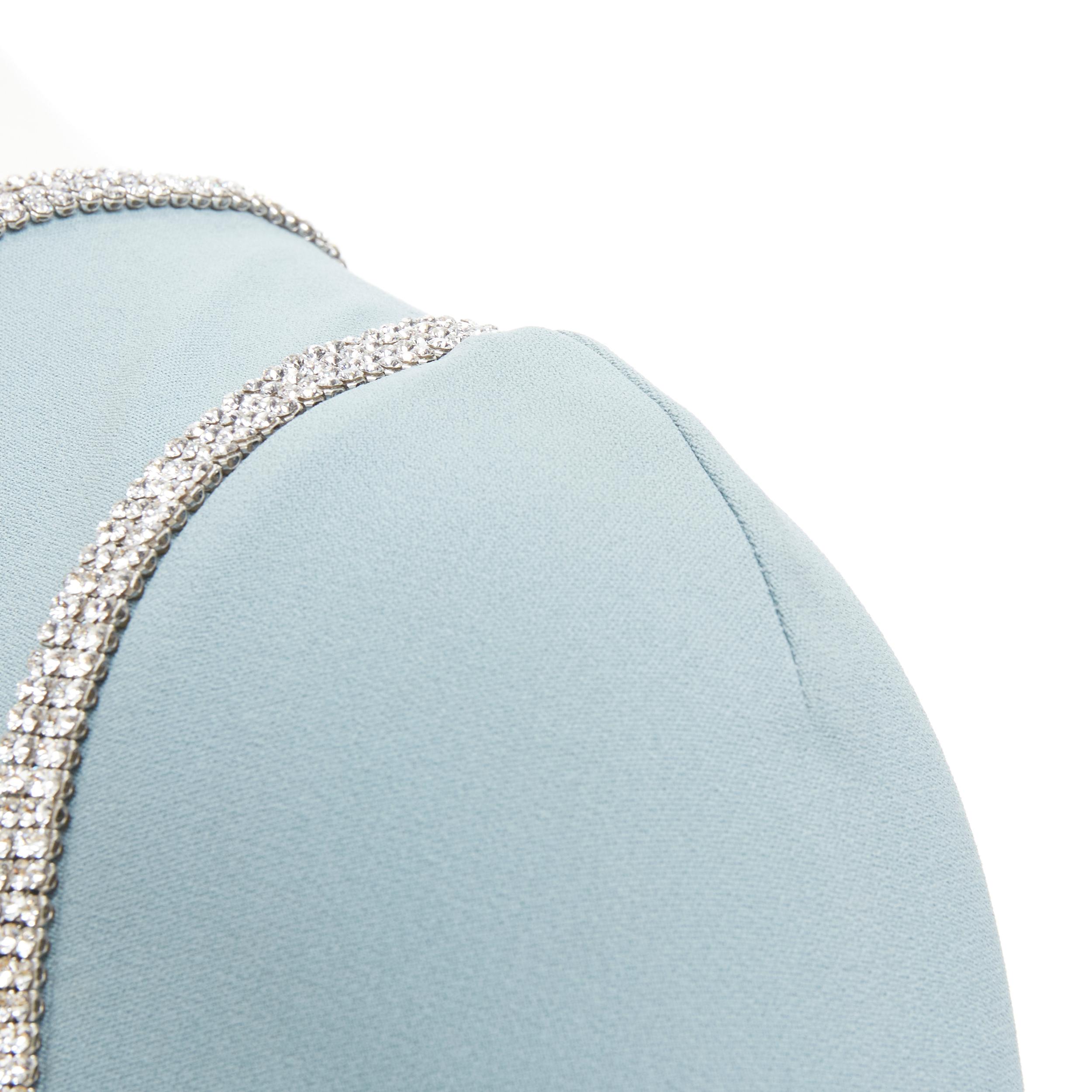 Women's DOLCE GABBANA dusty blue silk crepe crystal embellished dress IT36 XS For Sale