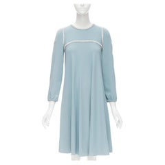 DOLCE GABBANA dusty blue silk crepe crystal embellished dress IT36 XS