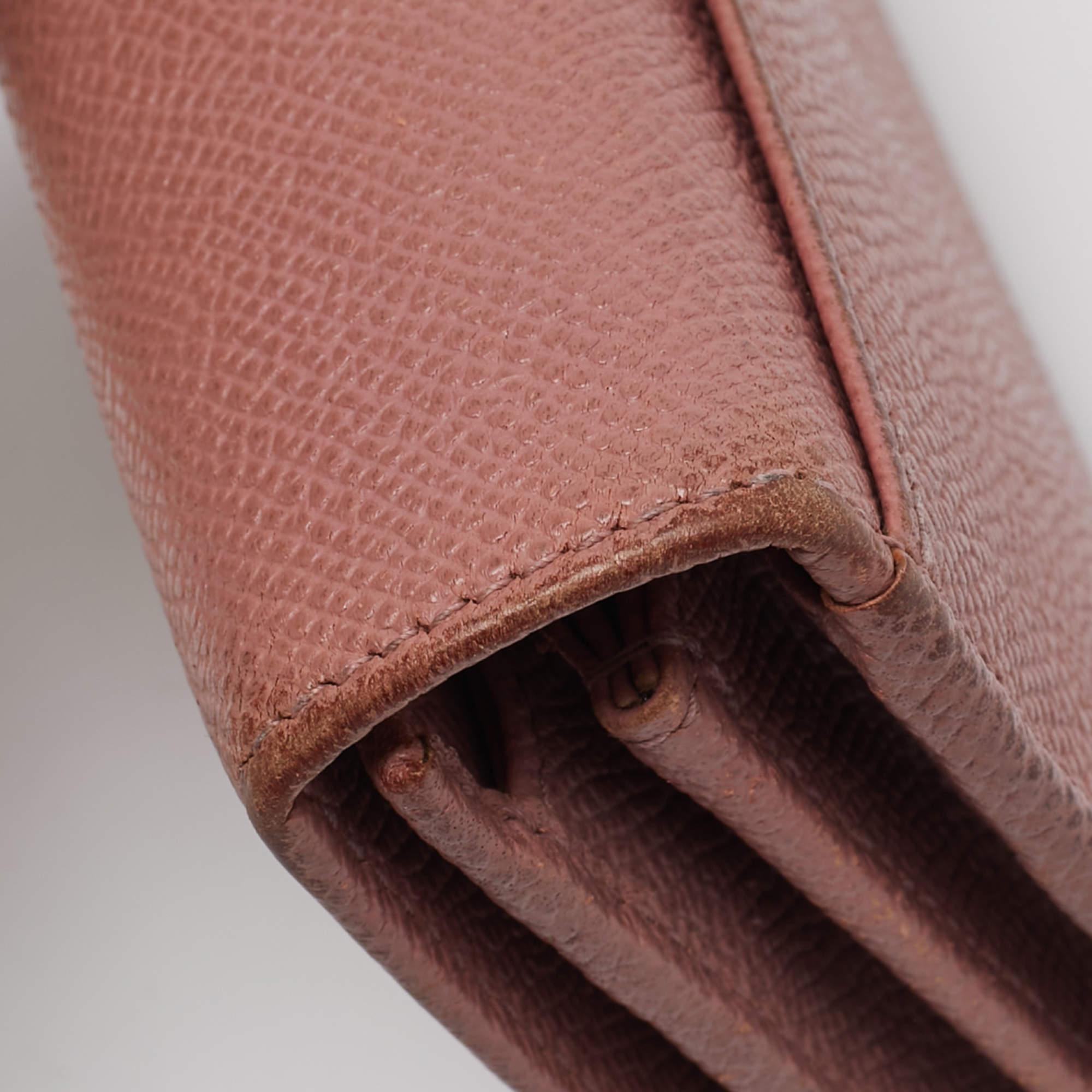 Dolce & Gabbana Dusty Pink Leather Flap Continental Wallet For Sale 4