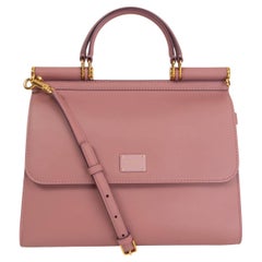DOLCE & GABBANA dusty rose pink leather SICILY 58 LARGE Shoulder Bag