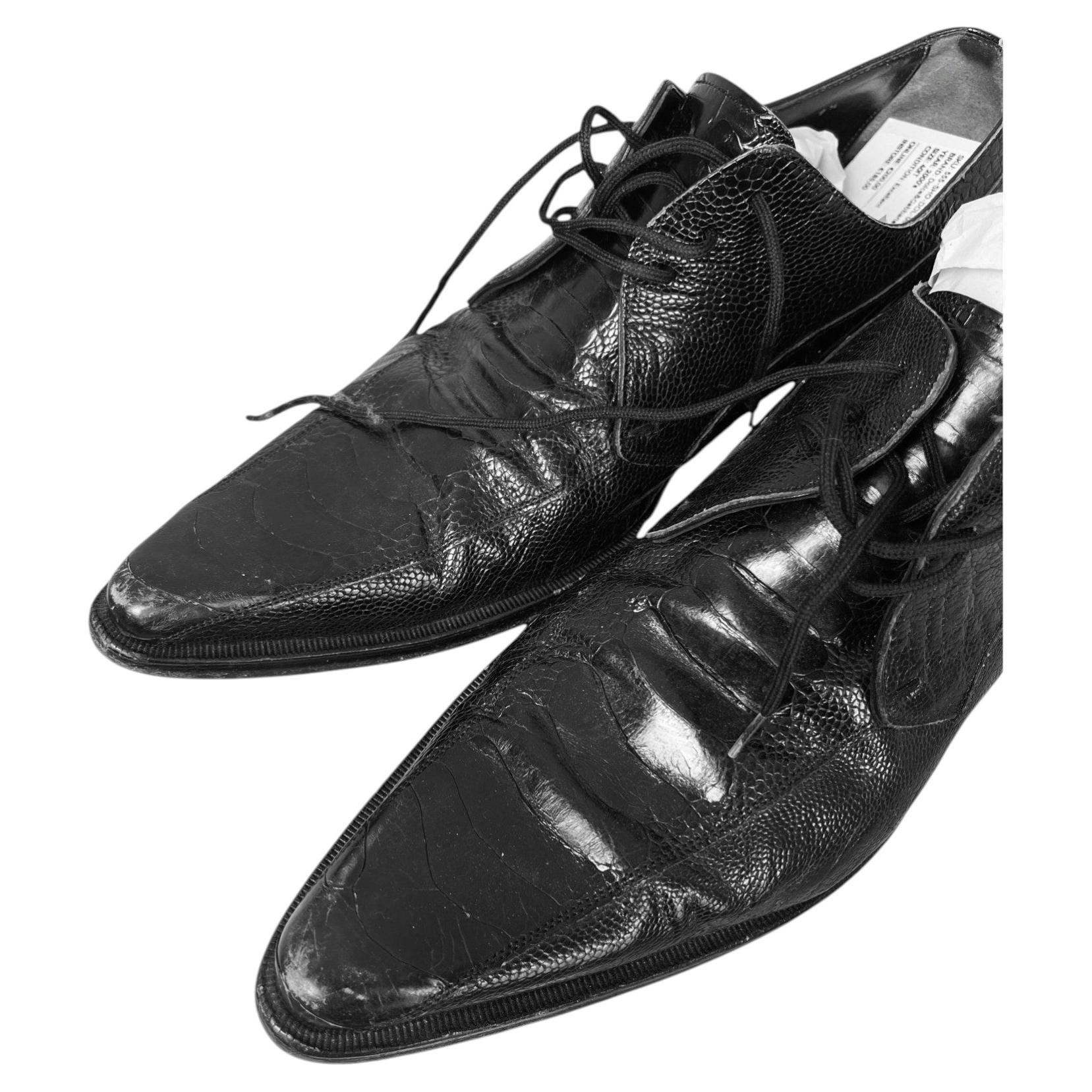 Dolce & Gabbana frühen 2000er Jahre schwarz Croc-geprägte Leder Derby Schuhe 7,5 US