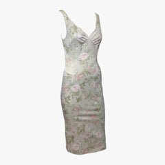 Dolce & Gabbana Early 2000s Floral Hummingbird Silk Slip Dress