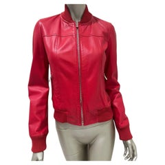 Chaqueta bomber roja de piel de cordero de Dolce & Gabbana de principios de los 2000, talla IT 40, vintage