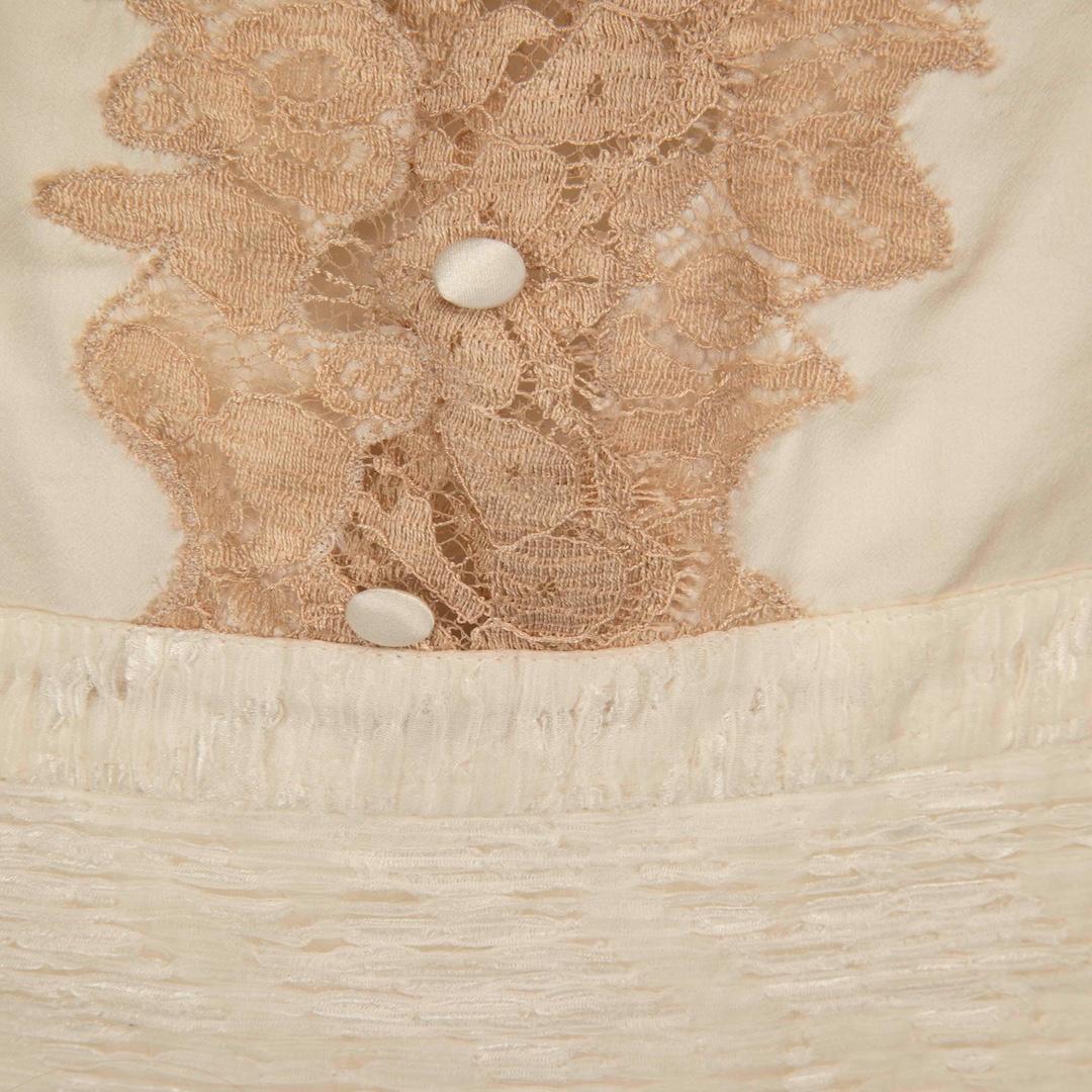 Dolce & Gabbana Ecru Lace Detail Slip Dress Size L In Good Condition In London, GB