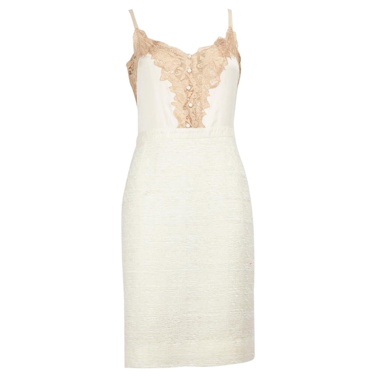 Dolce 
Gabbana Ecru Lace Detail Slip Dress Size L