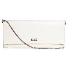 Dolce & Gabbana Ecru Saffiano Leather Clutch Bag