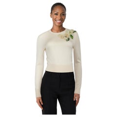 Dolce 
Gabbana Top in seta ecru con decorazioni floreali taglia XS