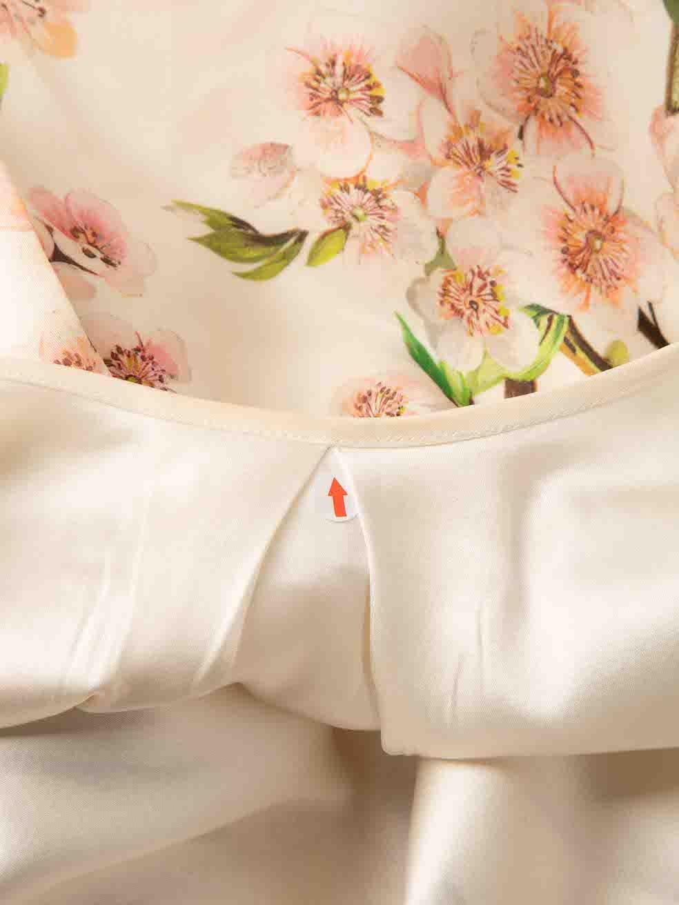 Dolce & Gabbana Ecrufarbenes Minikleid aus Seide mit Blumendruck aus Seide Größe S Damen im Angebot
