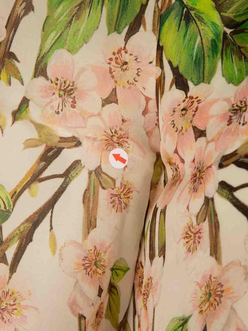 Dolce & Gabbana Ecru Silk Floral Print Mini Dress Size S For Sale 1