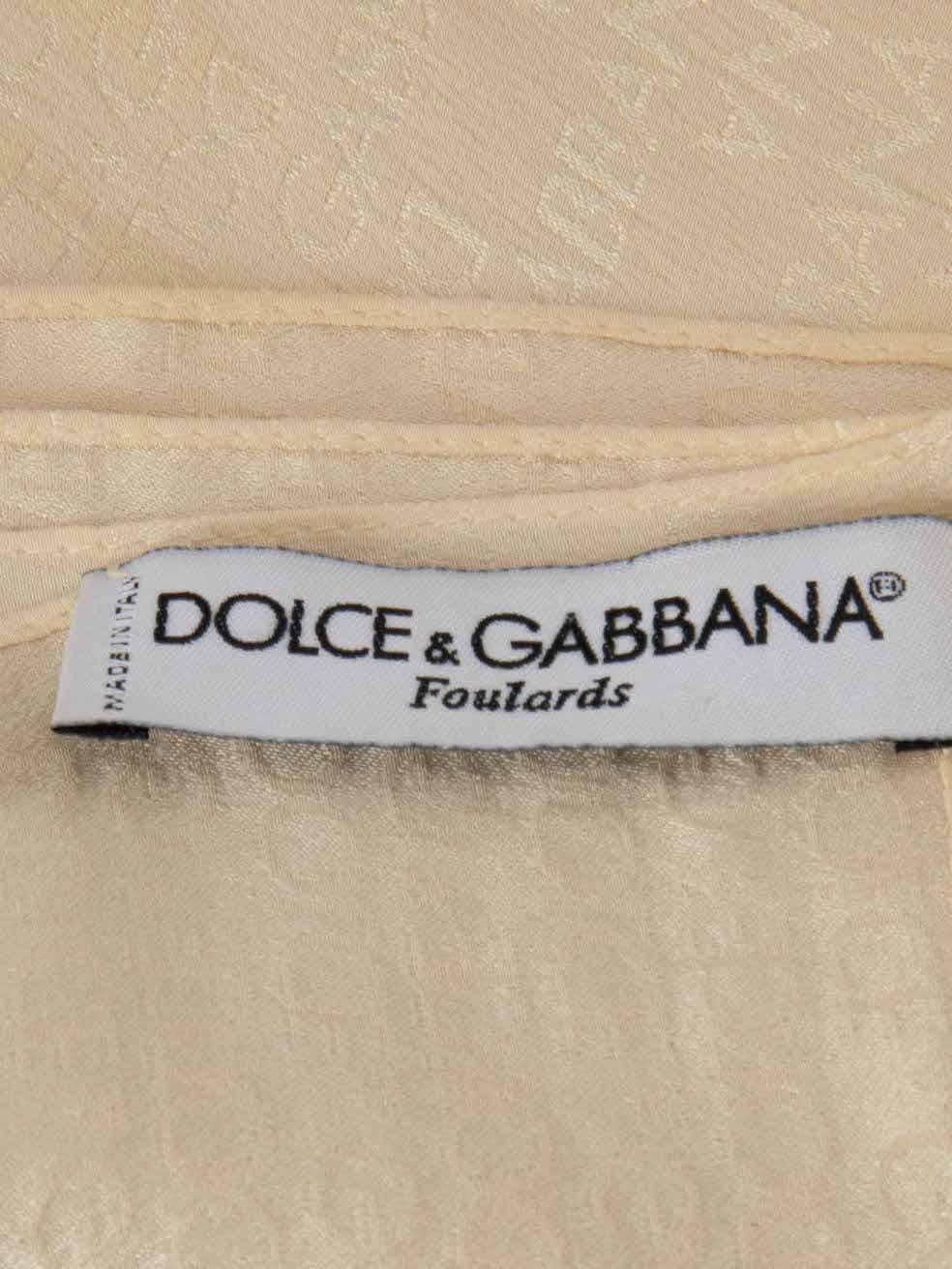 Dolce & Gabbana Ecru Silk Logo Jacquard Scarf For Sale 3