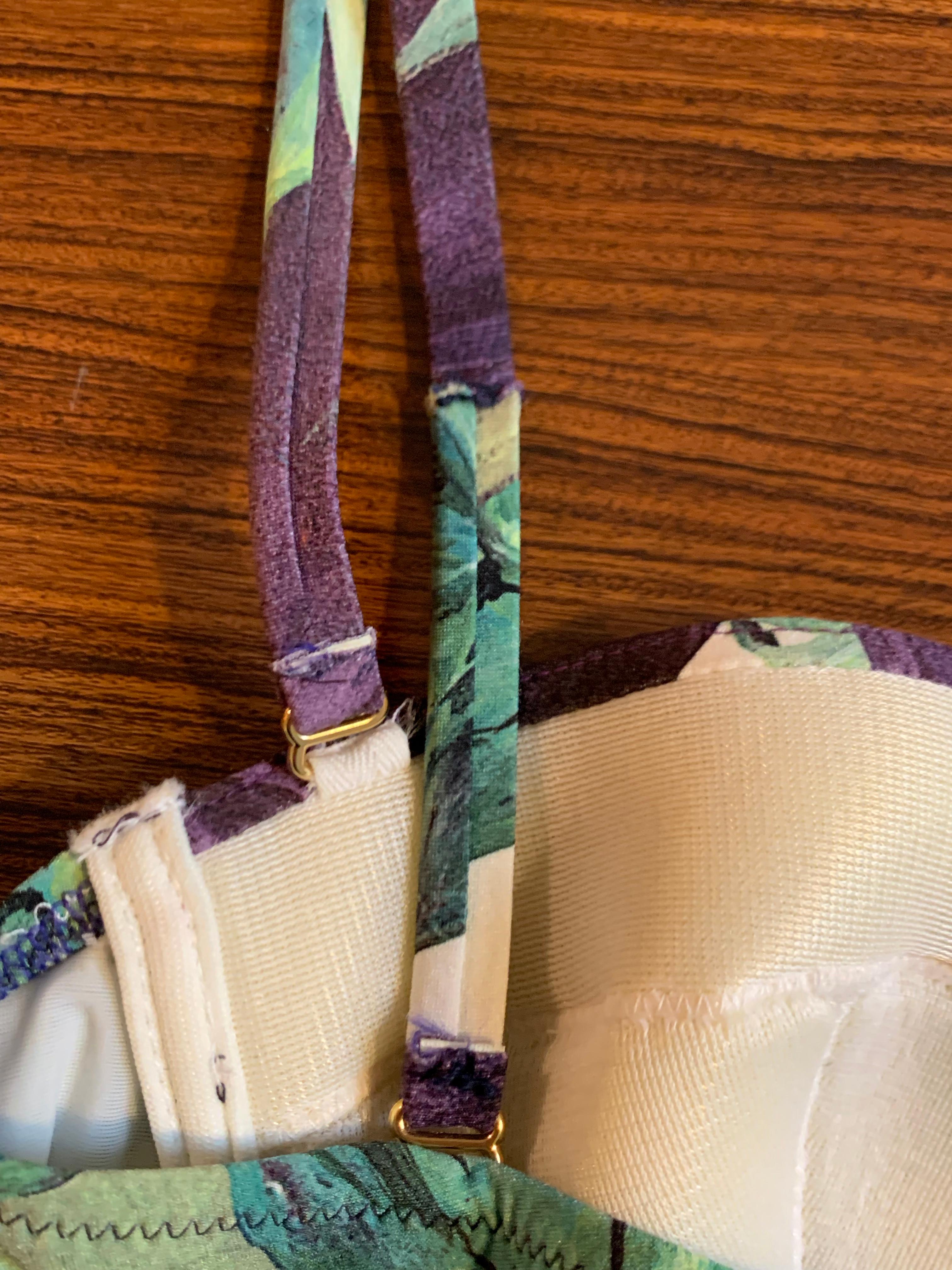 Dolce & Gabbana Eggplant Aubergine Bathing Swimming Suit Purple Green White 1