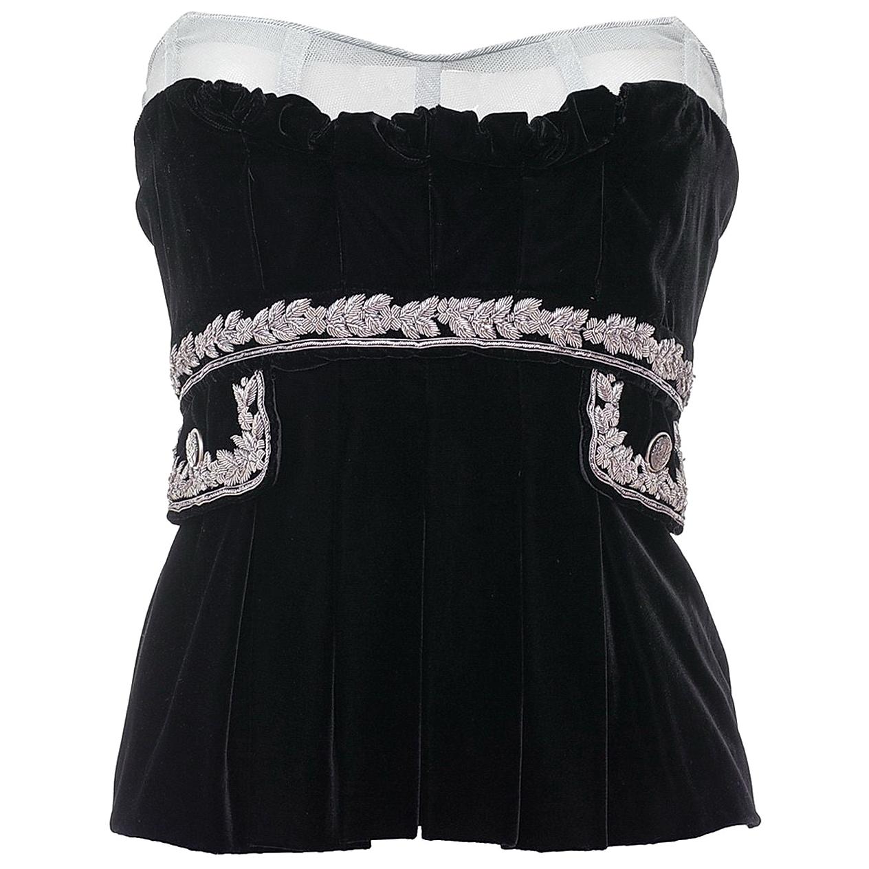 Dolce & Gabbana Embellished Black Velvet Corset 