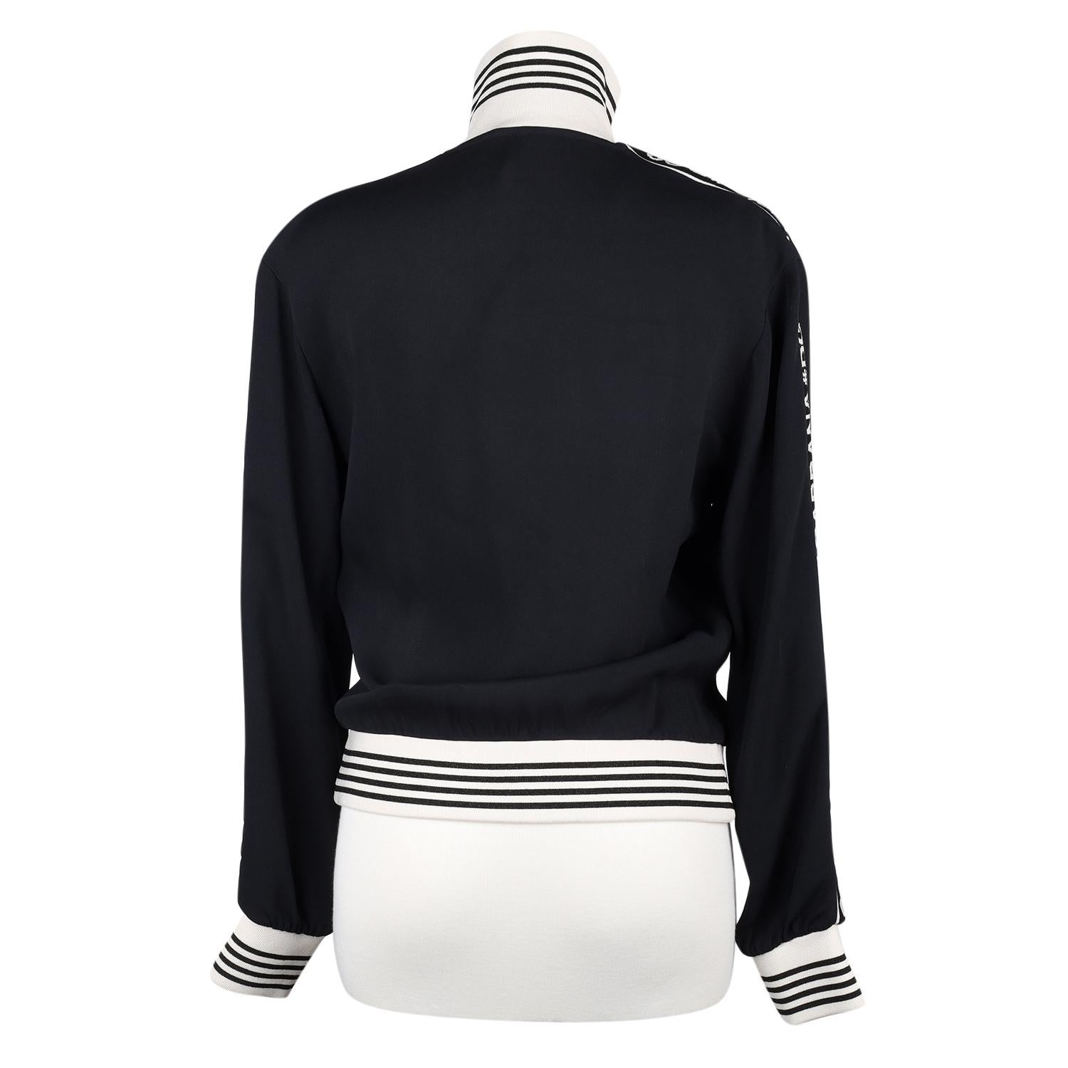 Black DOLCE & GABBANA Embellished Cady Zip Sweat Jacket Size 38 For Sale