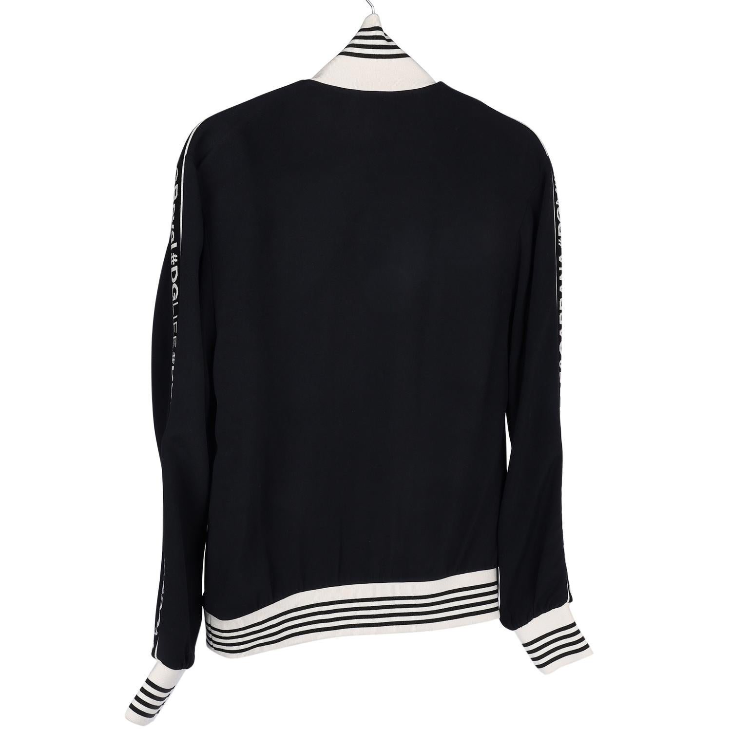 DOLCE & GABBANA Embellished Cady Zip Sweat Jacket Size 38 For Sale 2