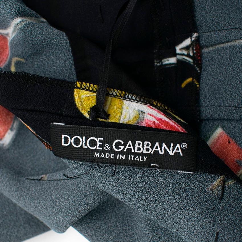 Black Dolce & Gabbana Embellished Cocktail Print Crepe De Chine Dress - Size S